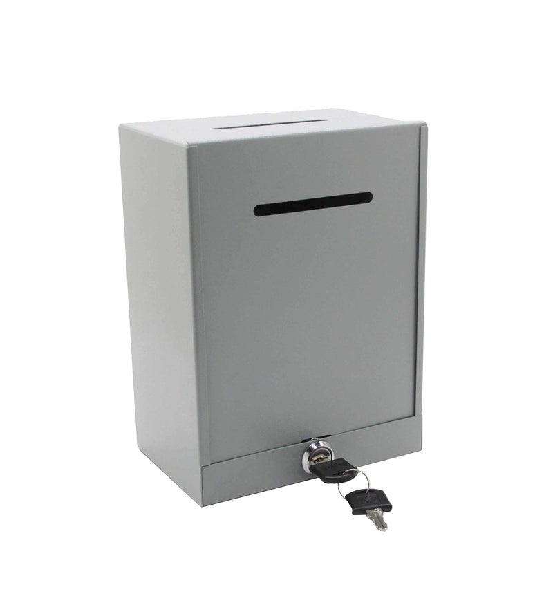 FixtureDisplays Classic Metal Box, Donation Box, Secure Collection Box, Ballot Box, Ticket Box, Easy Wall Mount 15610 - Image 1